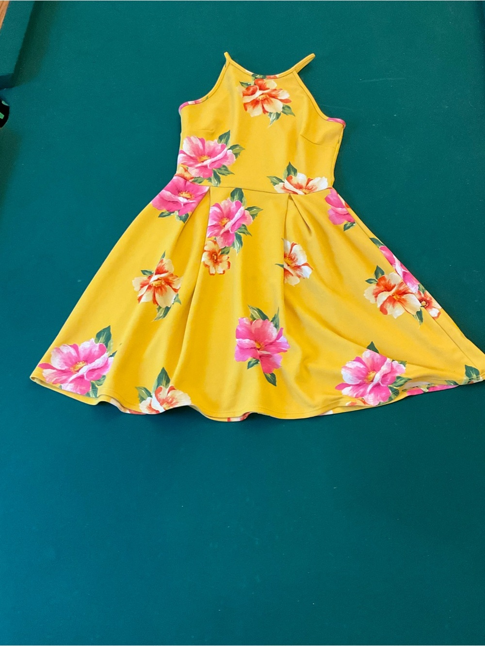 Girls' Yellow Floral Halter Dress